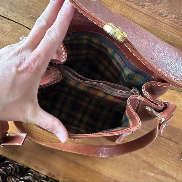 Vintage Marino Orlandi Purse Crossbody Bag Cognac Red Brown Leather Gold - Picture 11 of 15